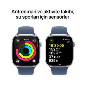 Apple Watch Series 10 GPS 46mm Silver Aluminium Case with Denim Sport Band - M/L
