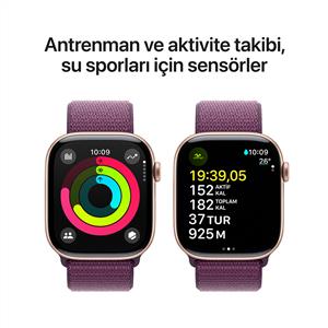 Apple Watch Series 10 GPS 46mm Rose Gold Aluminium Case with Plum Sport Loop