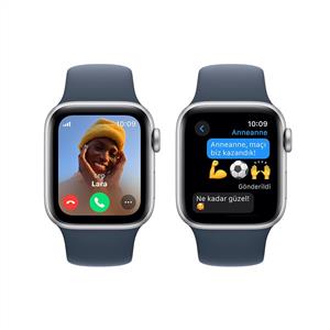Apple Watch SE GPS + Cellular 40mm Gümüş Rengi Alüminyum Kasa Kot Rengi Spor Kordon - S/M