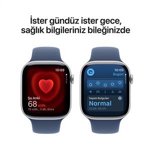 Apple Watch Series 10 GPS 46mm Silver Aluminium Case with Denim Sport Band - M/L