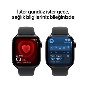Apple Watch Series 10 GPS 46mm Jet Black Aluminium Case with Black Sport Band -S/M