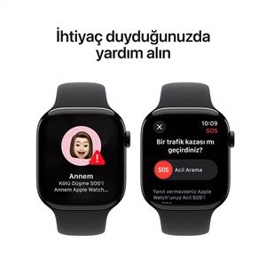 Apple Watch Series 10 GPS 42mm Jet Black Aluminium Case with Black Sport Band- M/L