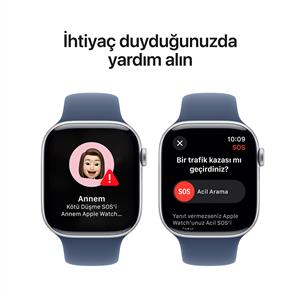 Apple Watch Series 10 GPS 46mm Silver Aluminium Case with Denim Sport Band - M/L