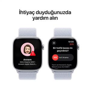 Apple Watch Series 10 GPS 46mm Silver Aluminium Case with Blue Cloud Sport Loop