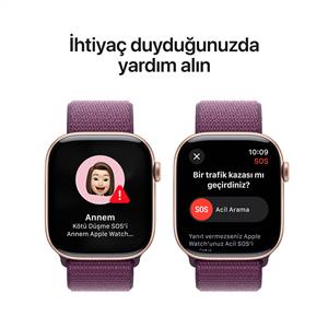 Apple Watch Series 10 GPS 46mm Rose Gold Aluminium Case with Plum Sport Loop