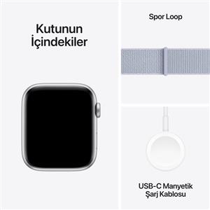 Apple Watch SE 2 GPS 44mm Silver Aluminium Case with Blue Cloud Sport Loop 2024
