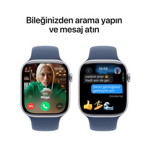 Apple Watch Series 10 GPS 42mm Silver Aluminium Case with Denim Sport Band - M/L