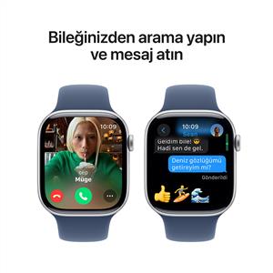 Apple Watch Series 10 GPS 46mm Silver Aluminium Case with Denim Sport Band - M/L