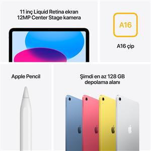 iPad A16 256GB Wi-Fi 11''Liquid Retina Ekran iPadOS Tablet Mavi