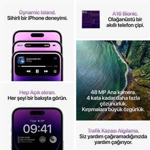 Yenilenmiş iPhone 14 Pro 128 Gb Akıllı Telefon Derin Mor (1 Yıl Garantili) A Kalite