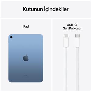 iPad 10.Nesil 256GB Wi-Fi 10.9''Liquid Retina Ekran iPadOS Tablet Mavi