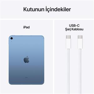 iPad 10.Nesil 64GB Wi-Fi+Cellular 10.9''Liquid Retina Ekran iPadOS Tablet Mavi