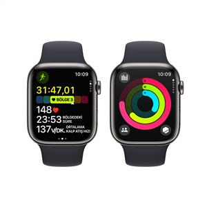 Apple Watch Series 9 GPS + Cellular 45mm Akıllı Saa Graphite Stainless Midnight Band - M/L