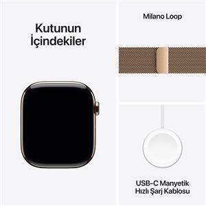 Apple Watch Series 10 GPS + Cellular 42mm Altın Rengi Titanyum Kasa Altın Rengi Milano Loo