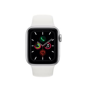 Apple Watch Series 5 GPS, 40mm Silver Aluminium Case with White Sport Band