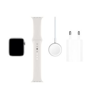 Apple Watch Series 5 GPS, 44mm Silver Aluminium Case with White Sport Band - S/M