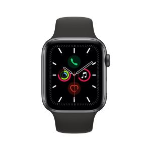 Apple Watch Series 5 GPS, 44mm Space Grey Aluminium Case with Black Sport Band -