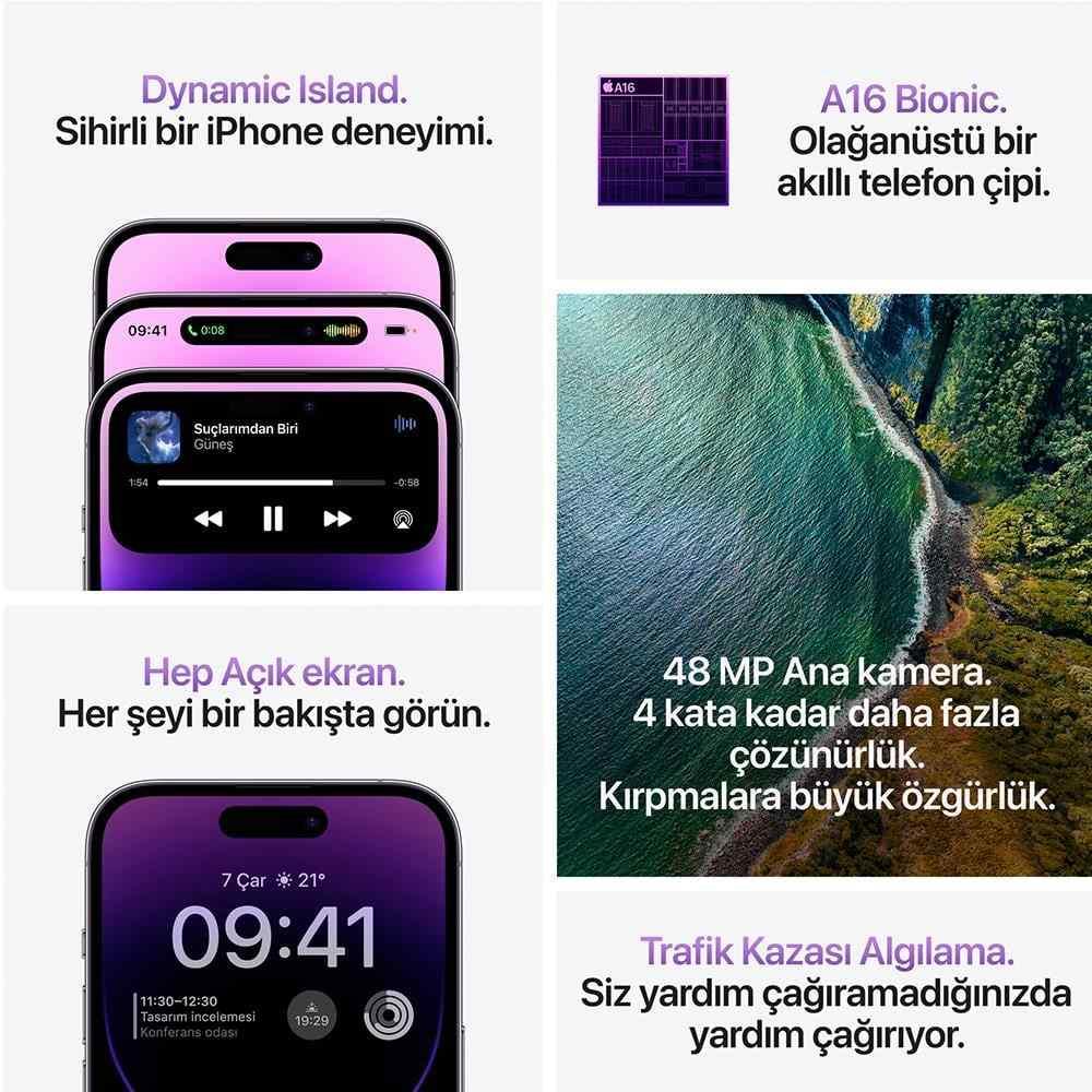 Yenilenmiş iPhone 14 Pro Max 128 Gb Akıllı Telefon Derin Mor (1