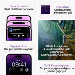 Yenilenmiş iPhone 14 Pro Max 256 Gb Akıllı Telefon Derin Mor (1 Yıl Garantili) B Kalite