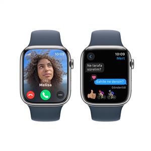 Apple Watch Series 9 GPS + Cellular 45mm Akıllı Saat Silver Stainless Steel Blue Band M/L