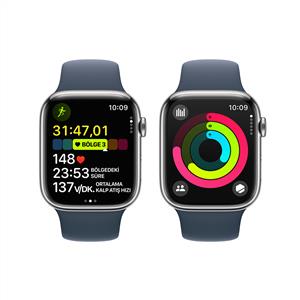 Apple Watch Series 9 GPS + Cellular 45mm Akıllı Saat Silver Stainless Steel Blue Band S/M