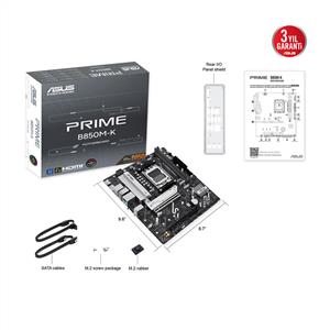 ASUS PRIME B850M-K AMD B850 Soket AM5 DDR5 8400MHz(OC) M.2 Anakart