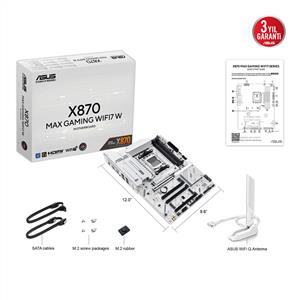 ASUS X870 MAX GAMING WIFI7 W AMD X870 Soket AM5 DDR5 8000MHz(OC) M.2 Anakart