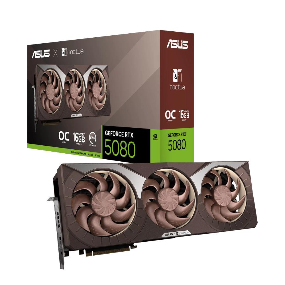 【新品】ASUS GeForce RTX 5080 OC 16GB ASUS GeForce RTX 5080 NOCTUA OC 16GB GDDR7 256Bit DLSS 4 Ekran