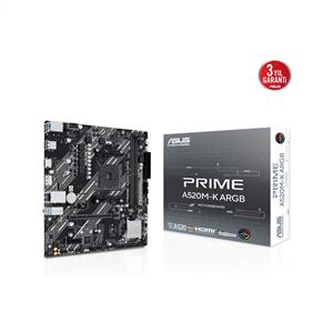 ASUS PRIME A520M-K ARGB A520 Soket AM4 AMD Ryzen DDR4 5100MHz (O.C.) M.2 Anakart