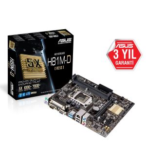 ASUS H81M-D R2.0 Intel H81 Soket 1150 DDR3 1600MHz VGA Anakart