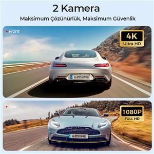 Azdome S50 4k Sim Kartlı & 2 Kameralı 4K Araç İçi Kamera(Obd Park Kiti)