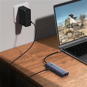 BASEUS Flite Series 7-Port HUB (Type-C to HDMI4K@60Hz*1+USB3.0*2) - Uzay Grisi