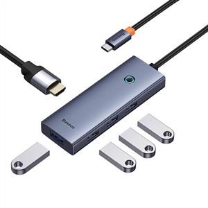 BASEUS Flite Series 5-Port HUB (Type-C to HDMI4K@30Hz*1+USB 3.0*4) - Uzay Grisi