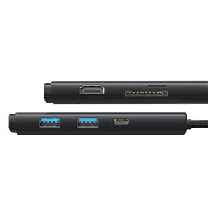 BASEUS Lite Series 6-Port Type-C HUB (Type-C to HDMI+USB3.0*2+PD+SD/TF) - Siyah