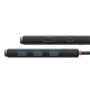 BASEUS Lite Series 5-Port Type-C HUB (Type-C to HDMI+USB3.0*3+PD) - Siyah