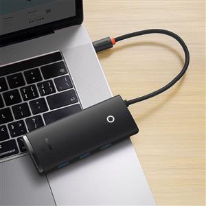 BASEUS Lite Series 5-Port Type-C HUB (Type-C to HDMI+USB3.0*3+PD) - Siyah