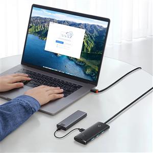 Baseus Lite 4 in 1 Multifonksiyonal USB-A Hub Dock Station - Siyah