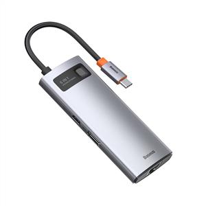 BASEUS Metal Gleam 6 in 1 Multifonksiyonal Type-C Hub Dock Station - Gri