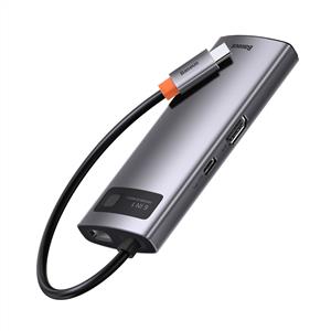 BASEUS Metal Gleam 6 in 1 Multifonksiyonal Type-C Hub Dock Station - Gri