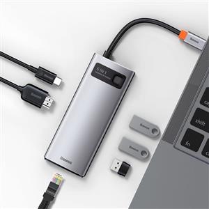 BASEUS Metal Gleam 6 in 1 Multifonksiyonal Type-C Hub Dock Station - Gri