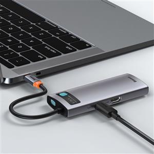 BASEUS Metal Gleam 6 in 1 Multifonksiyonal Type-C Hub Dock Station - Gri