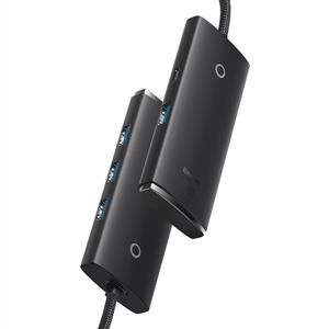 Baseus Lite 4 in 1 Multifonksiyonal USB-A Hub Dock Station 25cm - Siyah