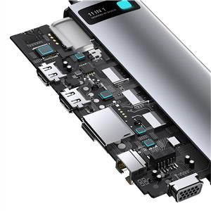 BASEUS Metal Gleam Series 11-in-1 Multifonksiyonel Type-C HUB - Uzay Grisi