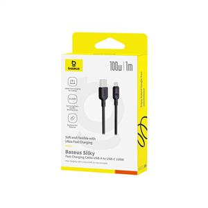 BASEUS Silky Series USB to Type-C 100W  Hızlı Şarj Kablosu 1m - Siyah