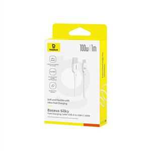 BASEUS Silky Series USB to Type-C 100W Hızlı Şarj Kablosu 1m - Beyaz