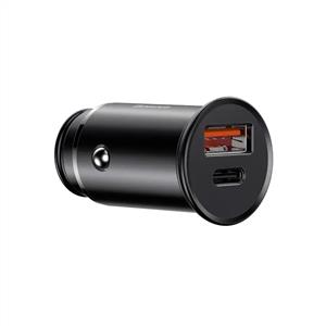 BASEUS 30W Circular Metal Usb-A+ Usb-C Araç Hızlı Şarj Cihazı - Siyah