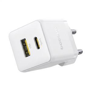 Baseus USB A+ C 20W Palm Hızlı Ev Şarj Adaptörü - Beyaz