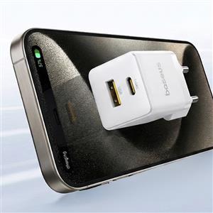 Baseus USB A+ C 20W Palm Hızlı Ev Şarj Adaptörü - Beyaz