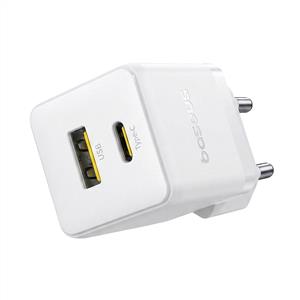 Baseus USB-C+ USB-A 30W Palm Hızlı Ev Şarj Adaptörü - Beyaz