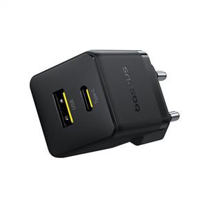 Baseus USB-C+ USB-A 30W Palm Hızlı Ev Şarj Adaptörü - Siyah